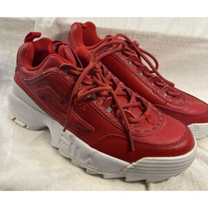 Fila Disruptor 2 Premium Women's Size 9 Red Athletic Walking Shoes Sneakers